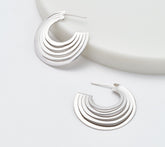 David Markstein Sterling Silver Polished Sunray 1-1/4" Hoop Earrings